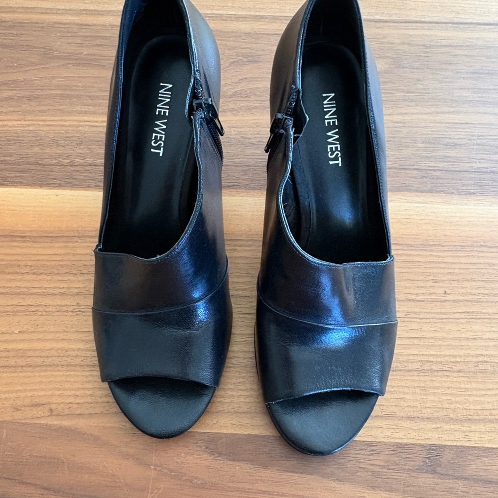 Nine West Black Peep-Toe Heeled Boots